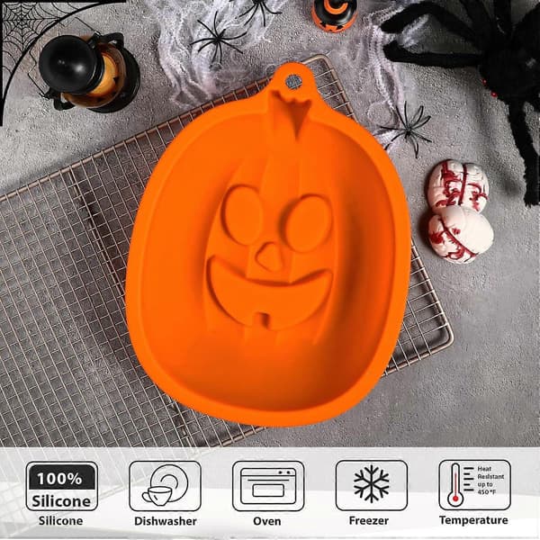 9 tommer Græskar Silikone Kageform, Non-Stick Halloween Kageform, Gelé