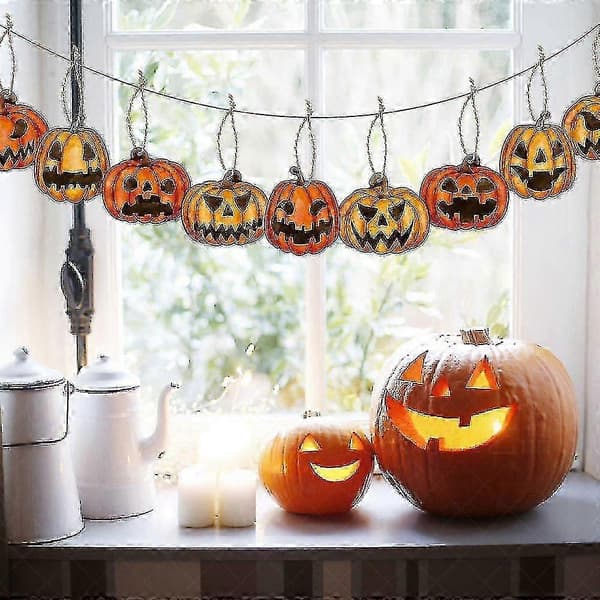 Dobbeltsidede flyvende græskar Halloween udendørs dekorationer - 18 stykker til træ