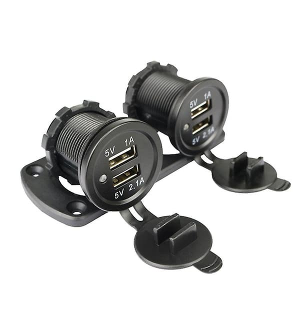 INF Dubbel USB-Billaddare med LED-ljus (panel med 2 uttag)