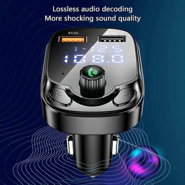 Dobbel USB Billader Trådløs Bluetooth 5.0 FM-sender Hurtiglader Tilbehør Billader Bilradioadapter Modulator Spiller C3z4