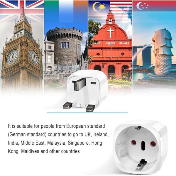 2-pak UK stikadapter. Frankrig til UK rejseadapter