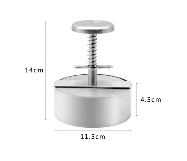 Burgerpresse i rustfrit stål 304 Pâtéform til Burger-111.5*4.5cm, 1 stk presse