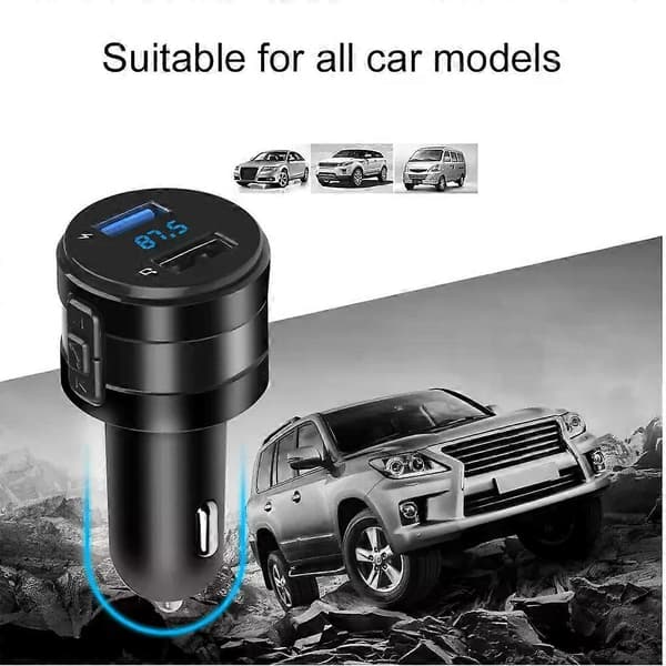 FM-sender for bil Bluetooth Hurtiglader Trådløs FM-radio Bluetooth Biladapter Støyreduserende Håndfri Samtale