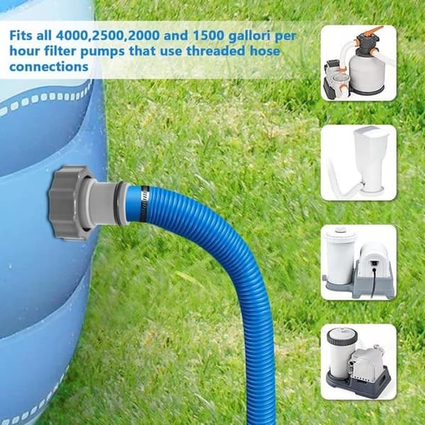 (Farve: Grå) Pakke med 2 Intex poolslangeadaptere, 32-38 mm, til pumper med gevindforbindelse og stempelventil, tilbehør