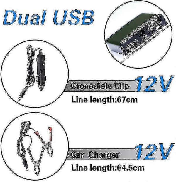 20w solcellepanel 12v vedlikeholdslader-sett for båt, bil, RV - Batterilader