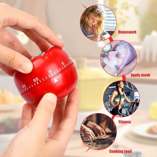 Mekanisk kjøkkentimer. Tomattimer. ABS kjøkkentimer. 60-minutters digital timer for matlaging, baking, læring og lek