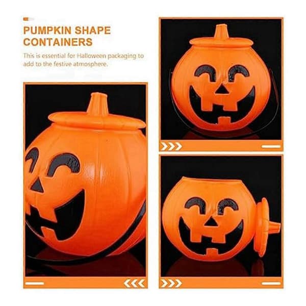 3X Gresskar Godteribøtte, Halloween Gresskarbøtte, Knask eller Knep Gresskarbøtte, Jack Lantern Godteribøtte