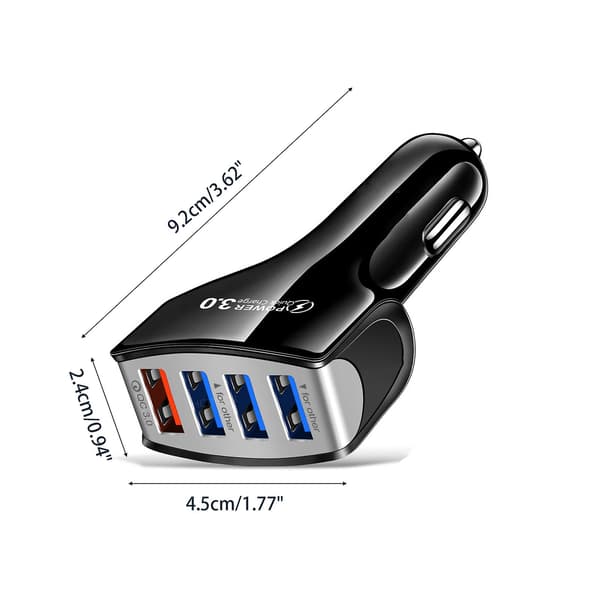 Billader ABS Brannhemmende Materiale Stabil Strømutgang QC3.0 4 USB LED-lys