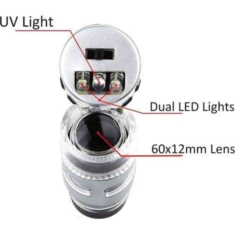 60X Mini LED UV Lup til Juvelerer
