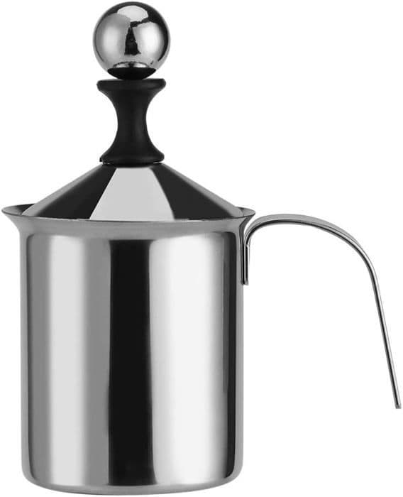 Dobbeltnet mælkeskummer til kaffe, kop i rustfrit stål, flødemaskine, cappuccino, 400 ml