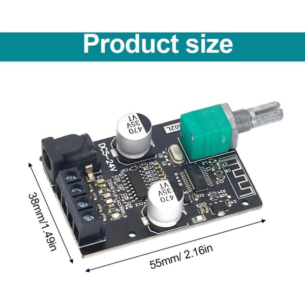 Bluetooth-forsterkerkortmodul ZK-502L 5.0 Bluetooth 2 50W digitalt forsterkerkort (DC15-36V)