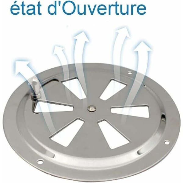 Rund ventilationsrist. Justerbar luftventil. Luftindtag og -udtag i rustfrit stål. 125 mm