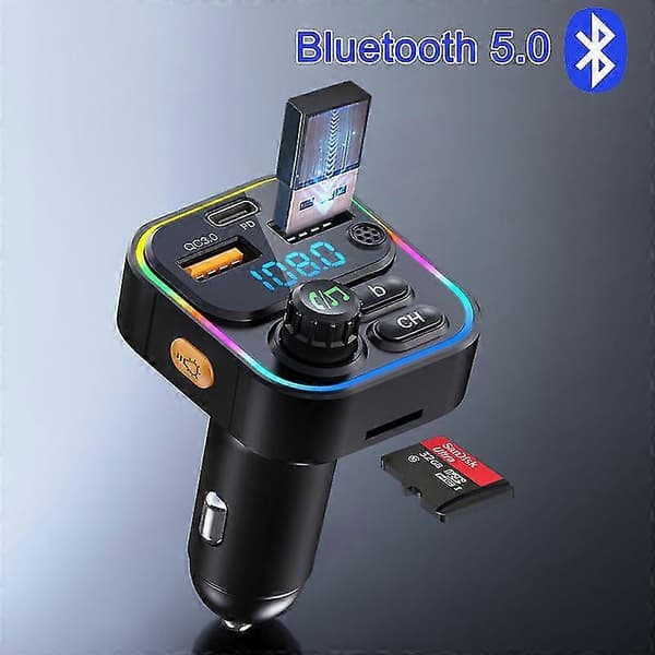 Billader Hurtiglading 3.0 Pd Hurtiglading Usb Billader U Disk Mp3-spiller Bluetooth 5.0 Fm-senderadapter