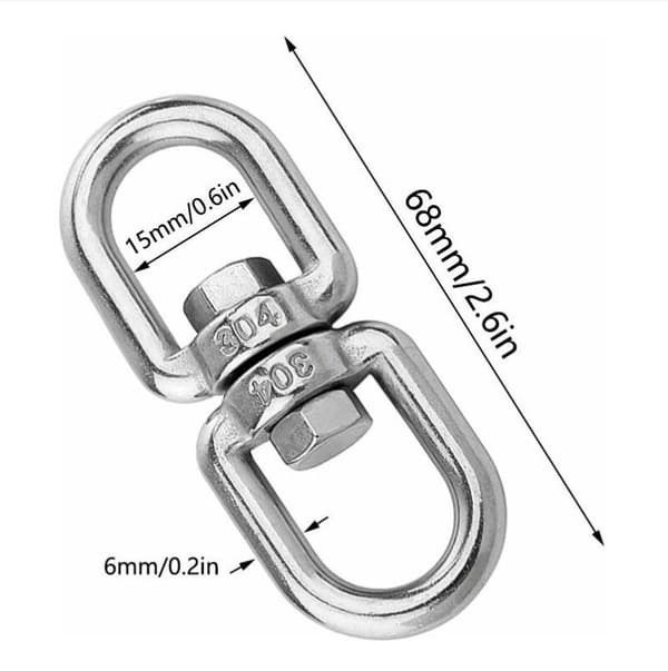 M6 Dobbeltendet Drejelig Ring, 304 Rustfrit Stål Drejelig Ring, Hængende Gynge (5-pak)