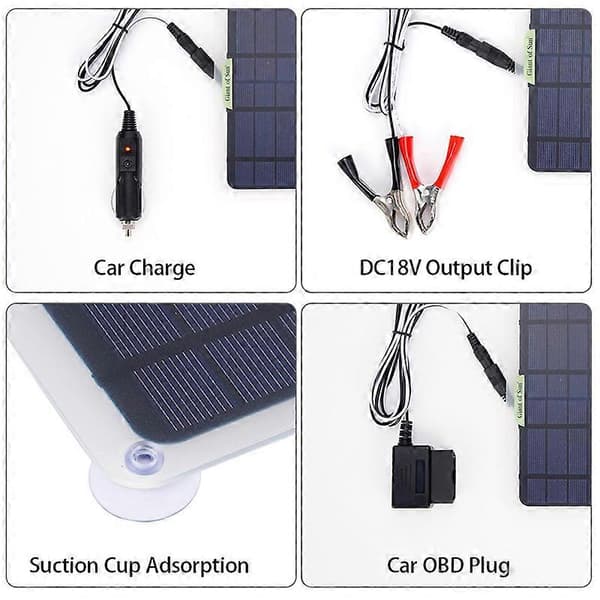 20W Solpanel 12V 10A Batterikontroller Billaddare