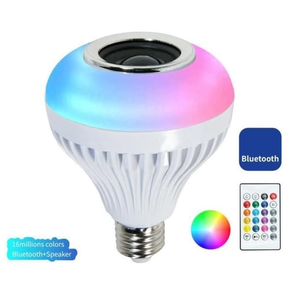 5-7W trådløs Bluetooth-høyttaler RGB LED-musikklampe E27 dimbar, 6500K kaldhvit
