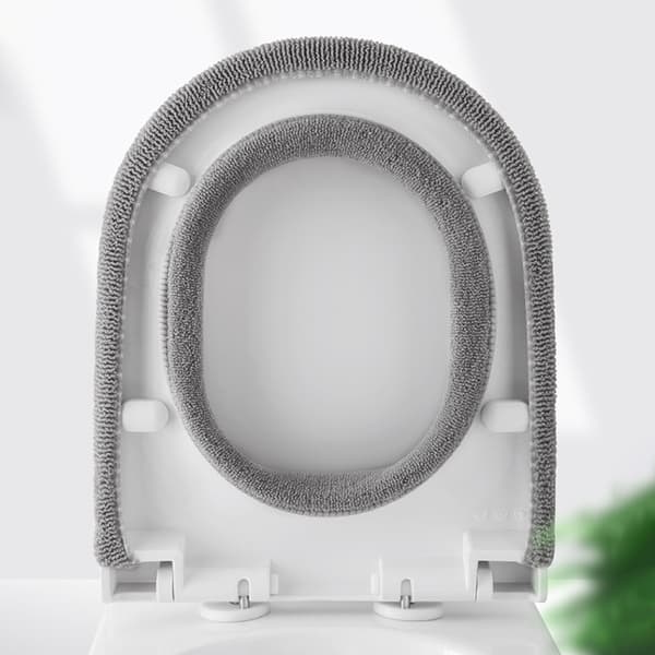 Soft Toilet Seat Cover with Handle - Light Grey