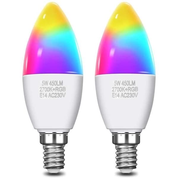 (White) Smart WiFi LED Bulb Smart Connected Lamp Multicolor RGB E14 C37 5W 450LM - KINGSO