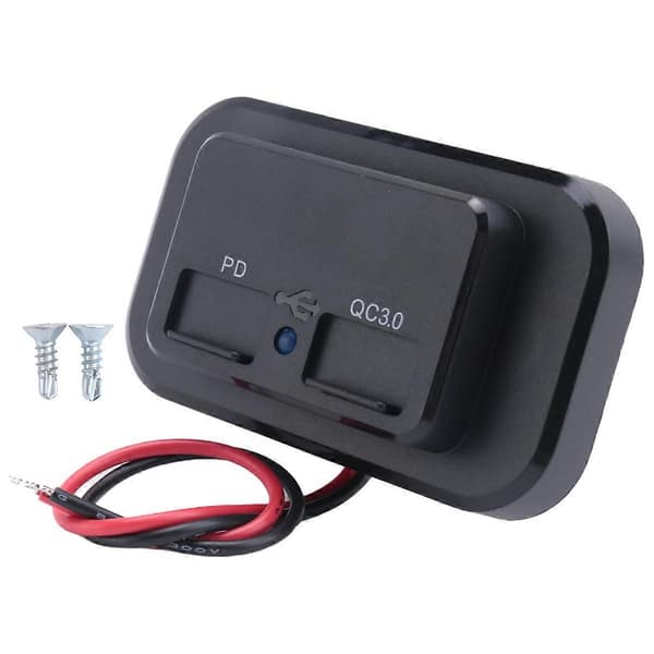 USB+PD Billaderuttak 12V/24V USB Ladesplitter Strømadapter