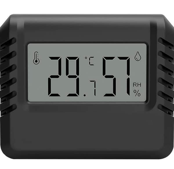 Mini elektronisk smart digitalt termometer hygrometer - svart, 1 stk