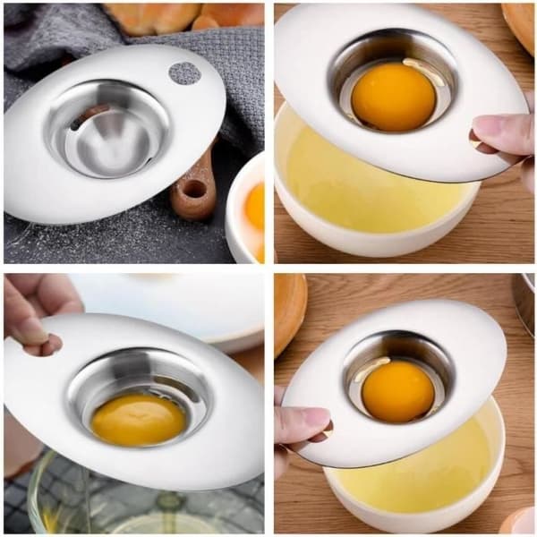 (Sølv) Eggeutskiller - Kjøkken - Rustfritt stål - 14 cm - Praktisk - Perfekt for baking