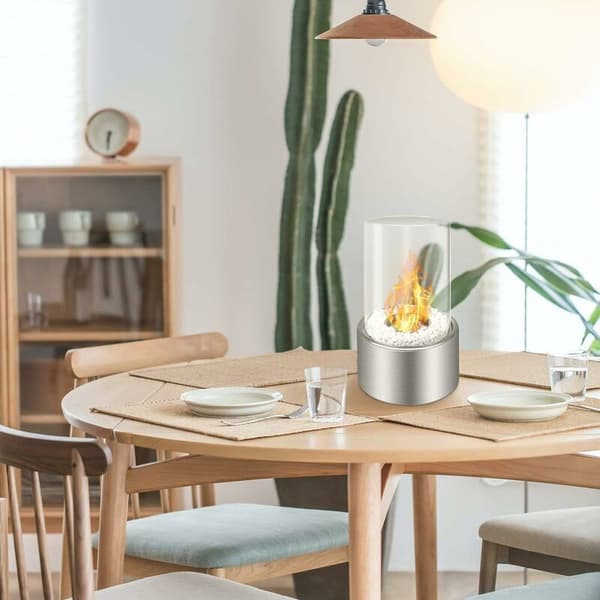 Bord Ethanol Pejs. 16,5 x 16,5 x 27,5 cm. Sølv