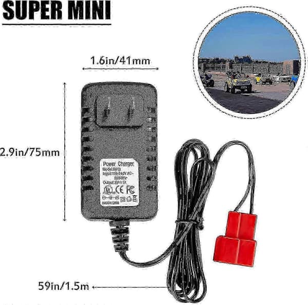6V lader for barnebil, 6 volt batterilader for leker med ladeindikatorlys
