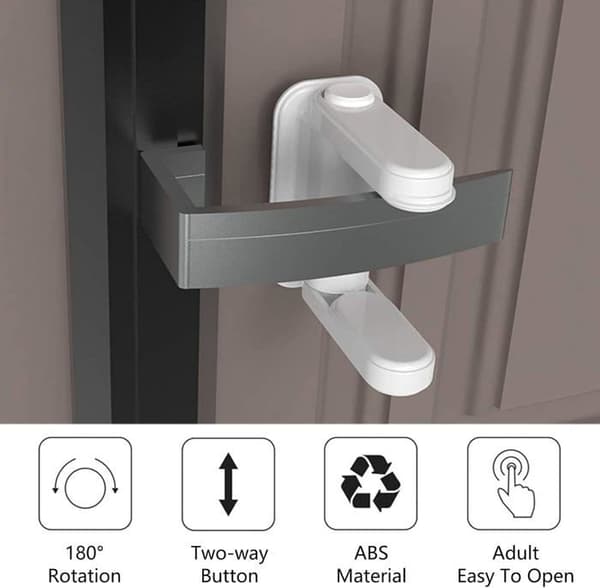 Rotating Window Lock, 2 Pieces, Child Safety Window Door Lever Lock