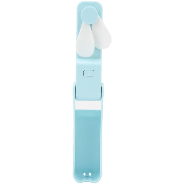 USB Genopladelig Lommeventilator - Tre Ventilatorhastigheder, Silikoneblade, Sammenfoldelig, Himmelblå