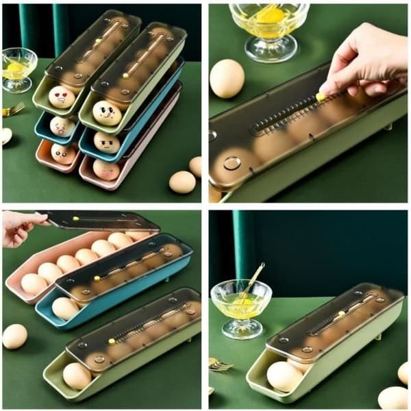 (Green) Egg Box - Unspecified - Rolling - Sliding Design - PP Material - Green Color