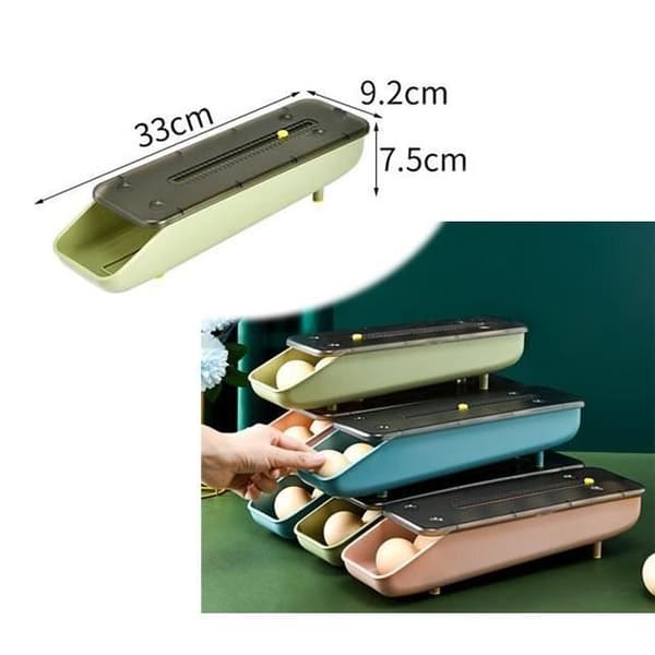 (Green) Egg Box - Unspecified - Rolling - Sliding Design - PP Material - Green Color