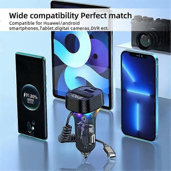 C53 Bil Bluetooth-kompatibel Mottaker FM-sender MP3-spiller Hurtiglading Billader