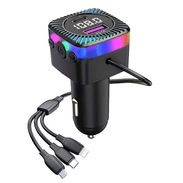 Bil Bluetooth Mp3-spiller Billader med Kabel En til Tre Billading Hurtiglading Fm-sender