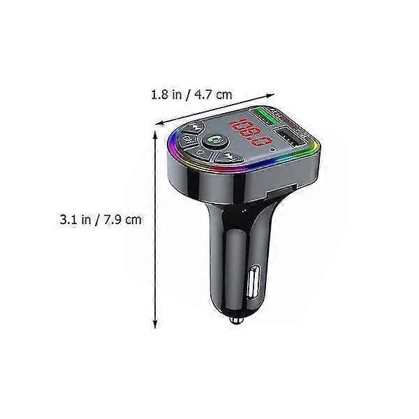 F5 Bilopladeradapter med farverigt LED-lys og MP3-afspiller (Sort)