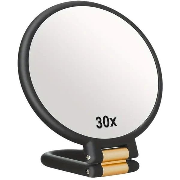 30x Magnifying Mirror, Handheld Mirror with Handle, Double-Sided Mirror with 30x/1x Magnification, Indispensable Travel Mirror