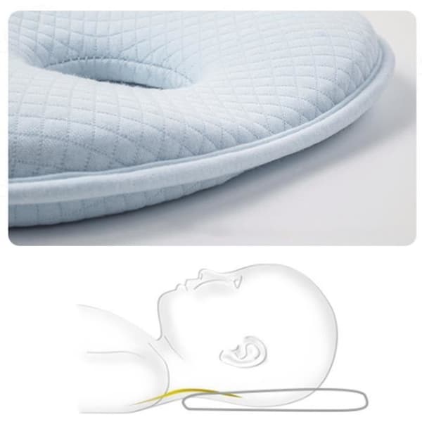 (Blå) Nyfødt Baby Memory Foam Pute Anti-Flat Hode Vaskbar Pustende Myk - Blå