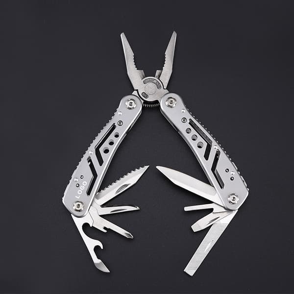 Multifunksjonell tang Rustfritt stål camping sammenleggbar tang minikombinasjon-10,5*5,2cm, grå, 1 stk