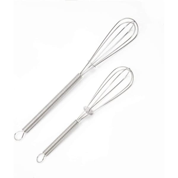 Sett med 4 mini-visper for egg og sauser. Sølv mini-visper, 12,7 cm og 17,8 cm