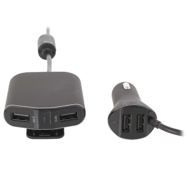Billader 4 USB-porter 9,6A med 1,8 m kabel, svart