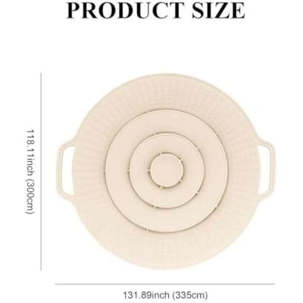 Sæt med 2 silikone stænklåg til gryder og pander med en diameter på 15 til 25 cm. Til beskyttelse mod overkog (beige)