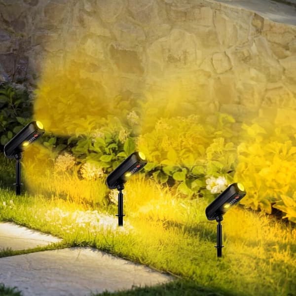 Sæt med 4 solcelle-spotlights, 3000K, IP65 vandtætte udendørs solcellelamper, 2 tilstande, solcelle-udendørsbelysning til have, indkørsel, sti, gårdhave
