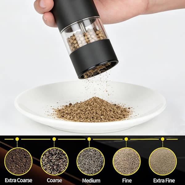 Electric Pepper Grinder Set - Rechargeable Salt and Pepper Mill with Ceramic Grinder - 2-pack