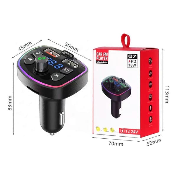 Biltransmitter Billader Bluetooth-kompatibel Fm Dobbel USB-port PD-lading