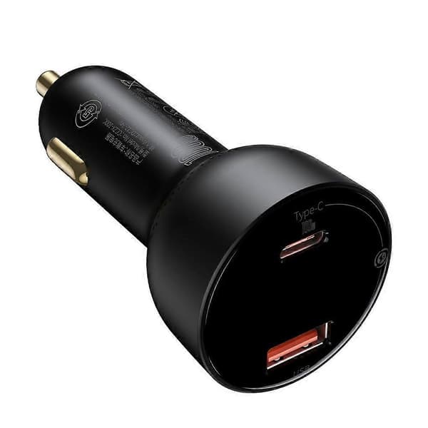 Hurtig og kraftfuld USB / USB-C biloplader PPS QC PD 100W sort