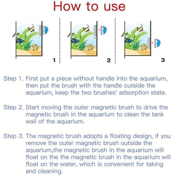 Flytende magnetisk akvarium glasskraper. Algerfjerningsbørste (L)