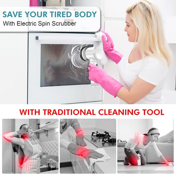 Electric Spin Scrubber Electric Cleaning Brush Cordless Power Scrubber with 5 Replaceable Brush Heads Handheld Power Shower Scrubber