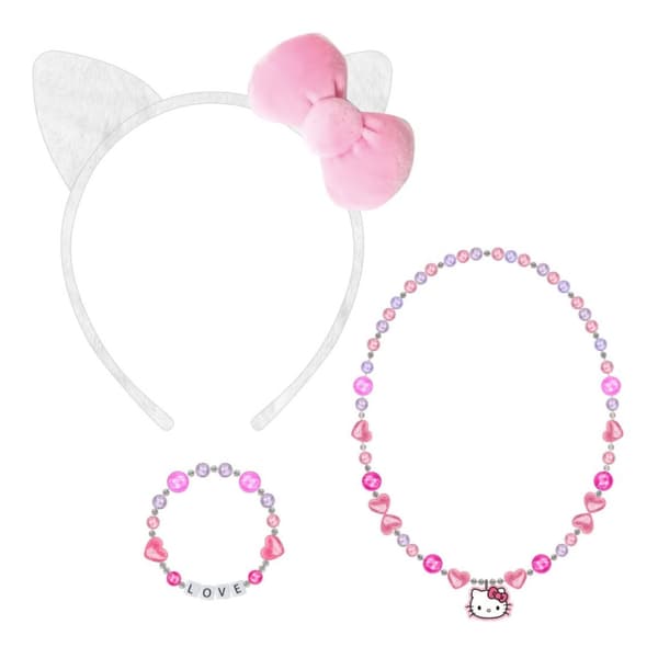 Hello Kitty Smykker og Hårbånd - 3-delt tilbehørssæt