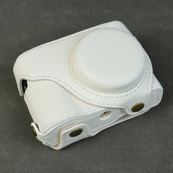 For Panasonic Lumix DMC-ZS99 DMC-TZ99 Camera Bag Buffalo Texture PU Leather Protective Case with S White White White