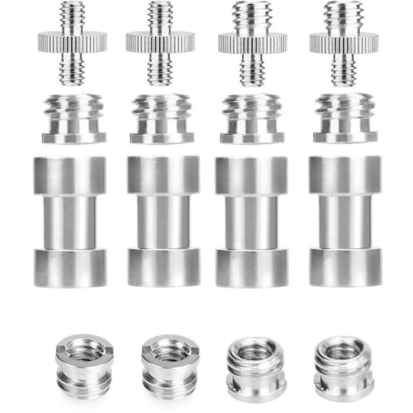 16 stk. 1/4\" og 3/8\" gevindskårne metalskrueadaptere/konvertere til reflektorparaplyer, studielamper, flashstativer, stativer, monopodder osv.