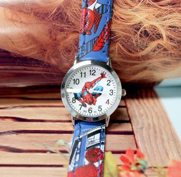 Spiderman Barn Analog Quartz Klokke (Blå), Tegneserie Gutter Quartz Klokke